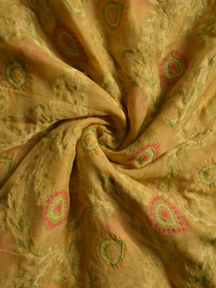 Ochre Yellow Khaddi Chiffon Silk Banarasi Saree SA281YLW