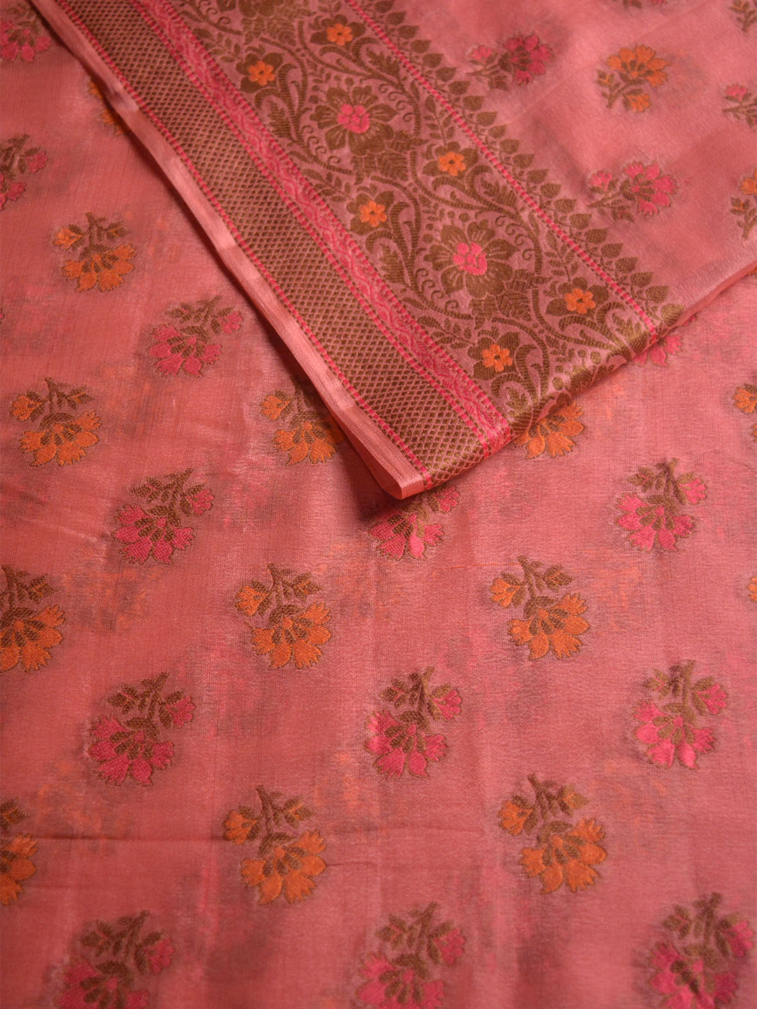 Dusty Pink Khaddi Chiffon Silk Banarasi Saree SA282PNK_2