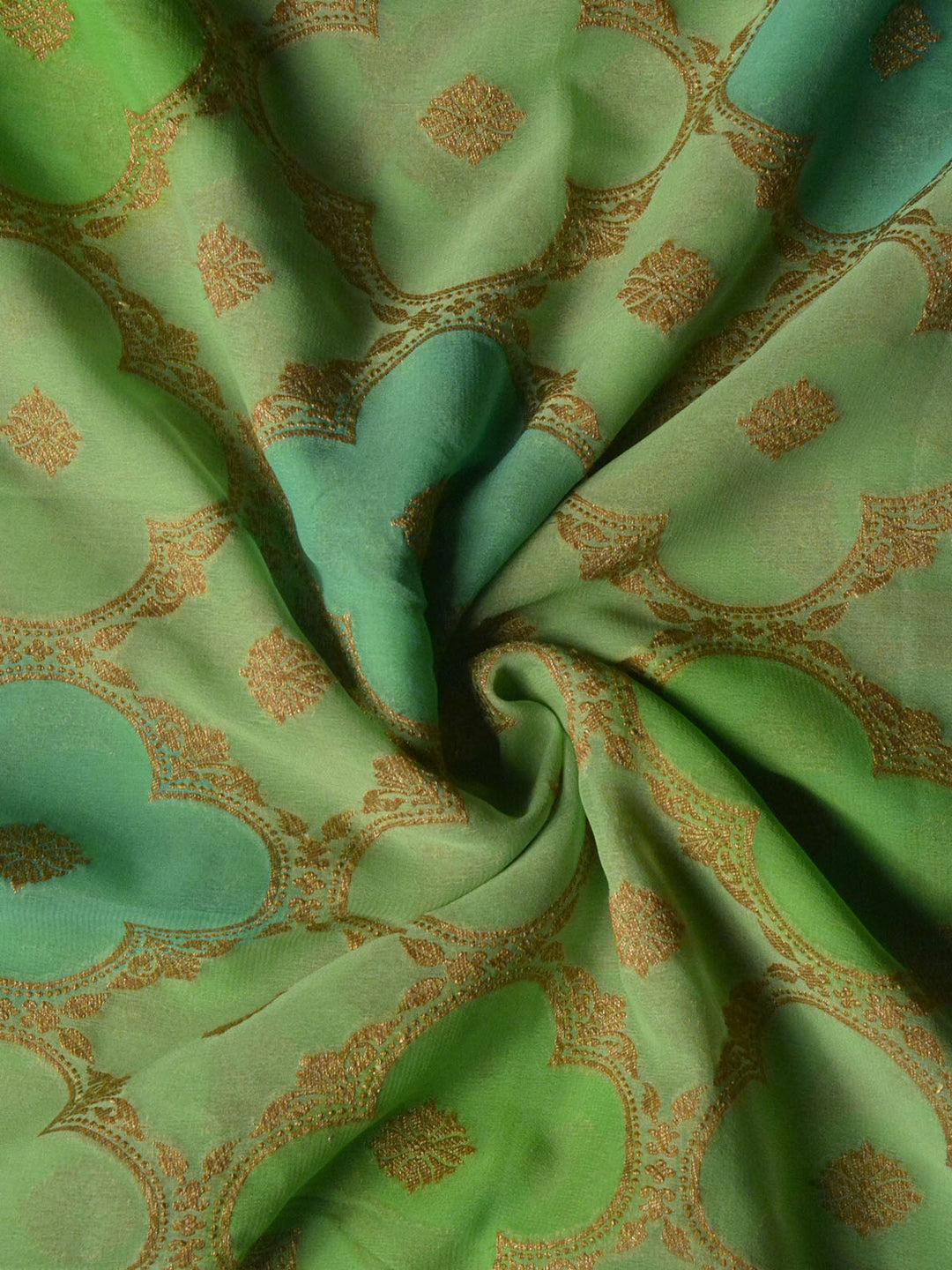 Green Khaddi Georgette Silk Banarasi Saree SA286GRN_4