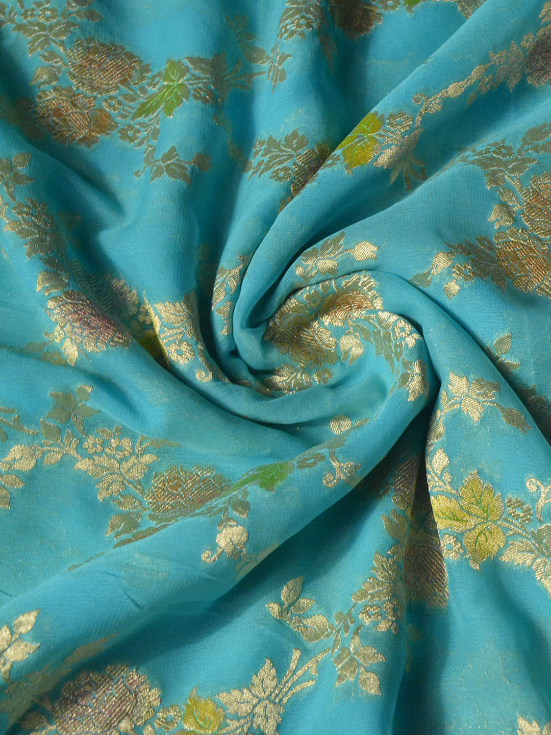 Sky Blue Khaddi Georgette Silk Banarasi Saree SA287BLU_3