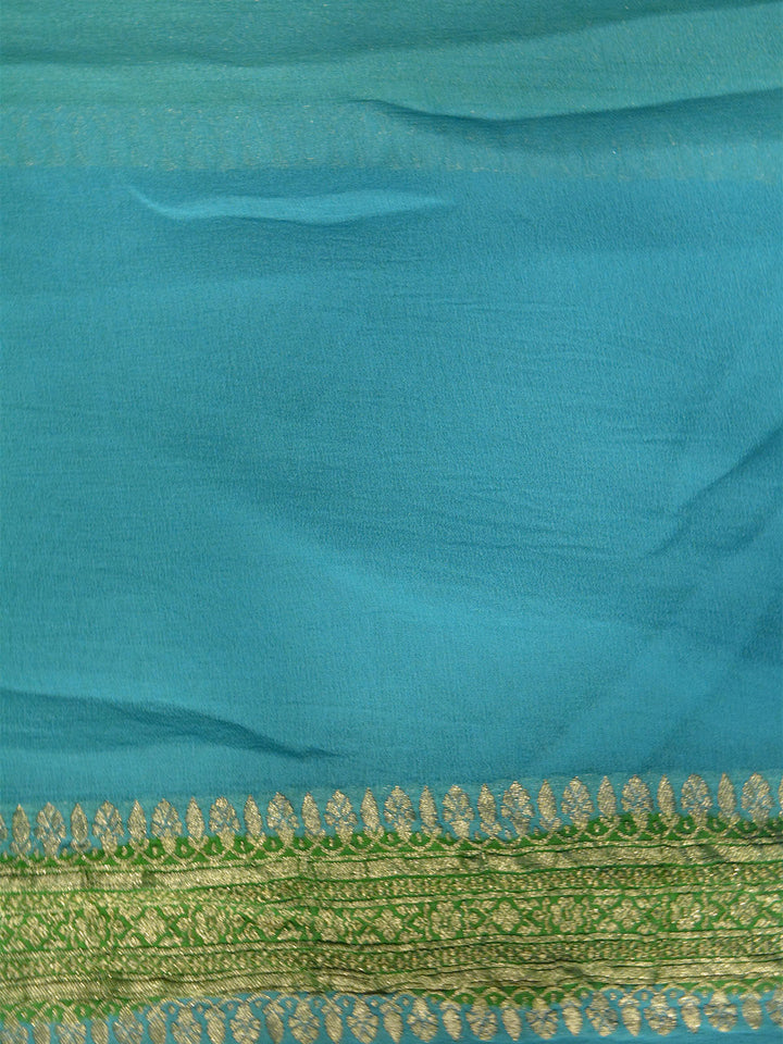 Sky Blue Khaddi Georgette Silk Banarasi Saree SA287BLU