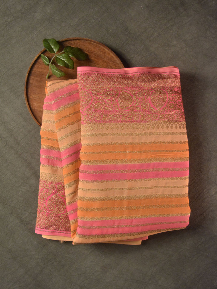 Peach Khaddi Georgette Silk Banarasi Saree SA290PEA