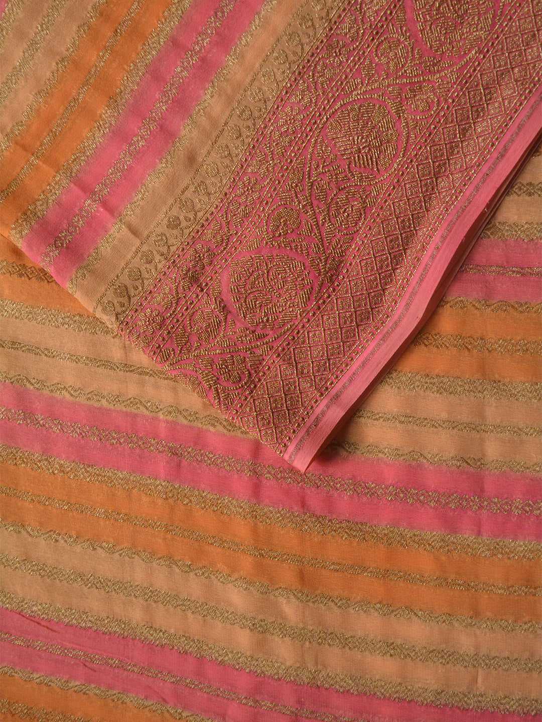 Peach Khaddi Georgette Silk Banarasi Saree SA290PEA_2