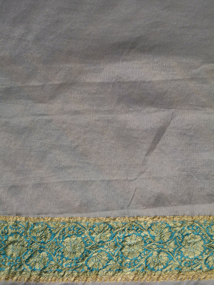 Light Blue Khaddi Georgette Silk Banarasi Saree SA291BLU