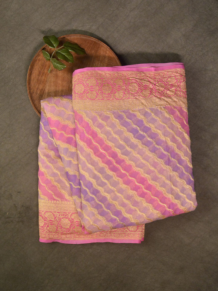 Lavender Khaddi Georgette Silk Banarasi Saree SA291PUR