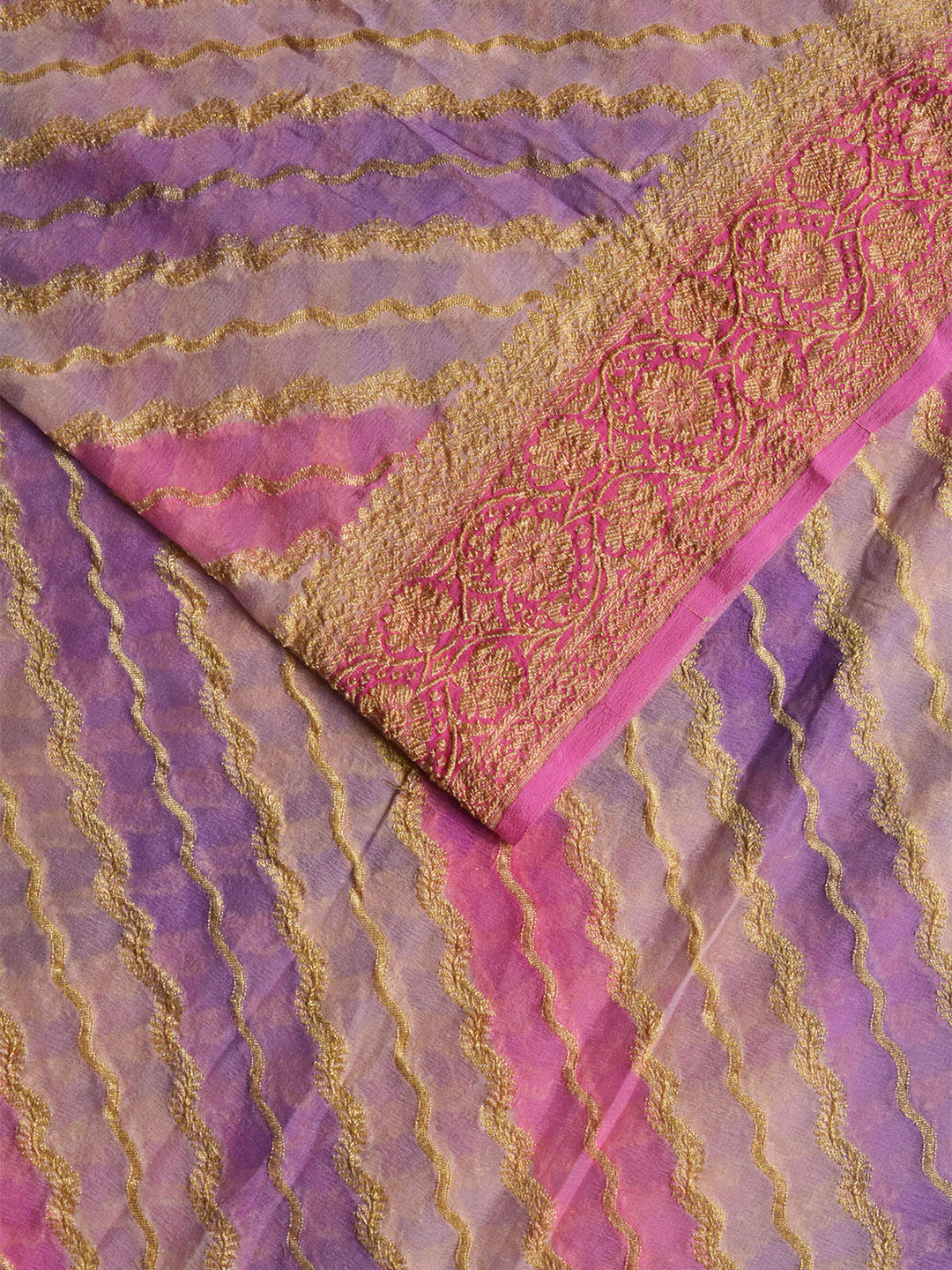 Lavender Khaddi Georgette Silk Banarasi Saree SA291PUR_3