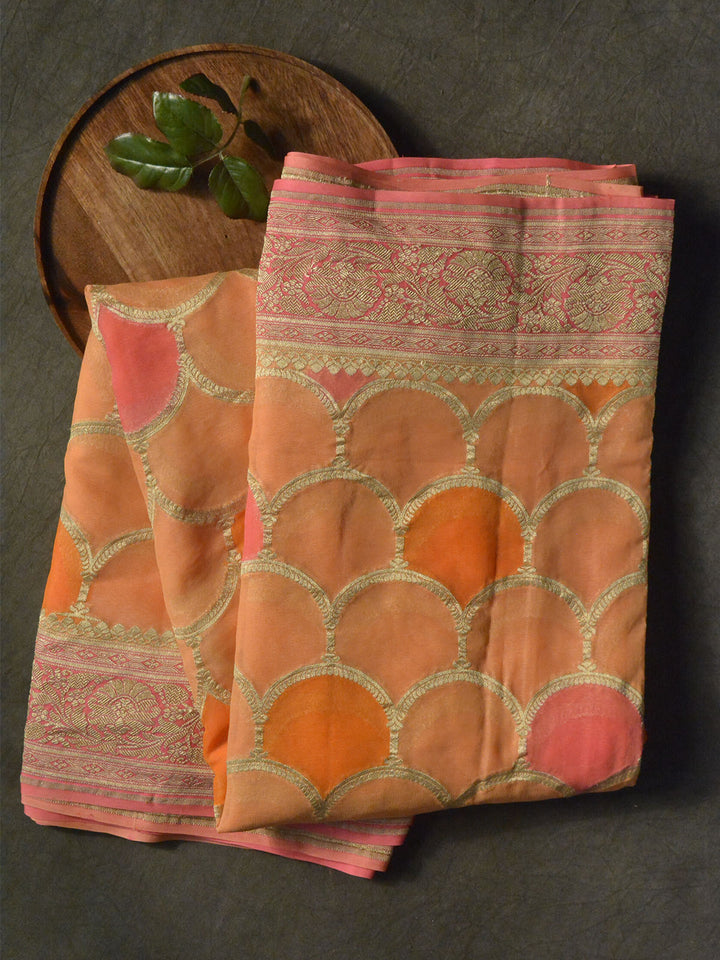 Orange Khaddi Georgette Silk Banarasi Saree SA292ORA