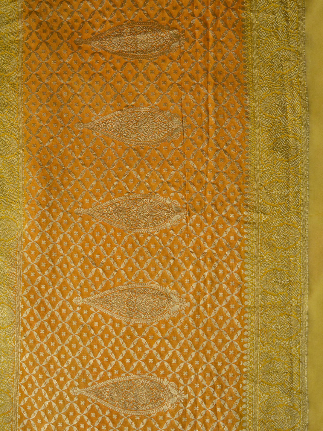 Yellow Khaddi Georgette Silk Banarasi Saree SA292YLW_3