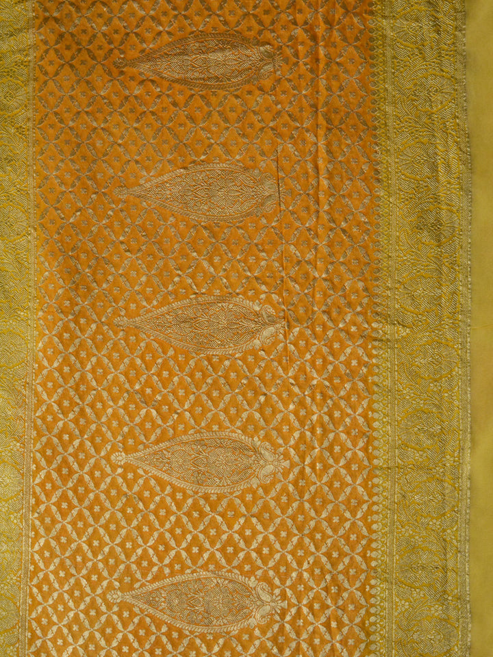 Yellow Khaddi Georgette Silk Banarasi Saree SA292YLW