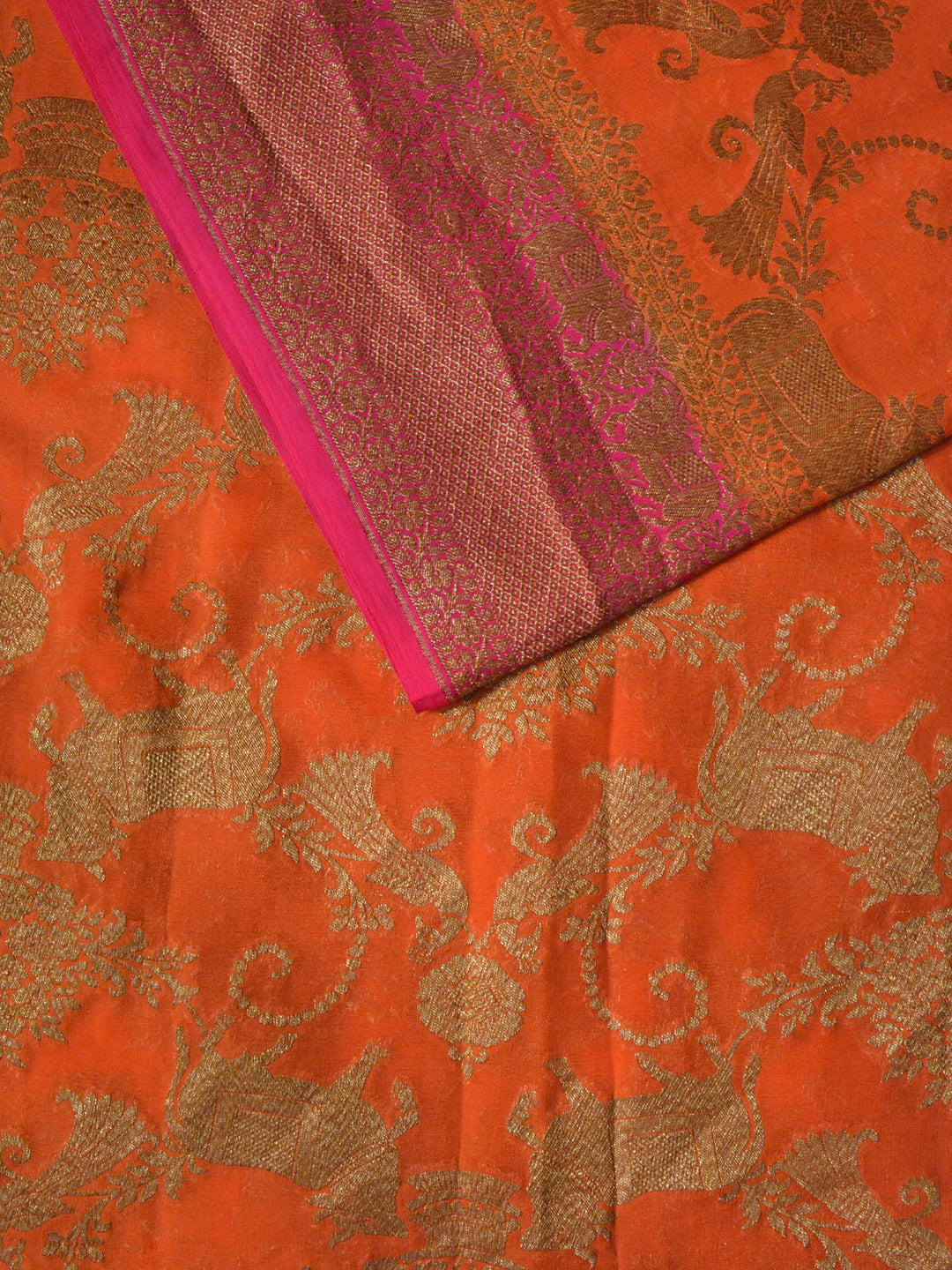 Fanta Orange Khaddi Georgette Silk Banarasi Saree SA294ORA_2