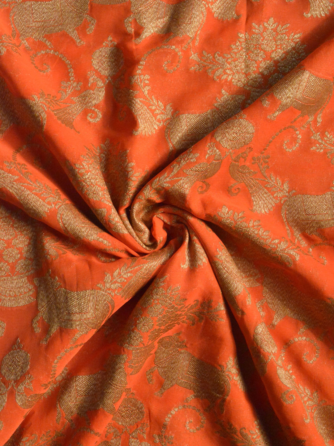 Fanta Orange Khaddi Georgette Silk Banarasi Saree SA294ORA_4