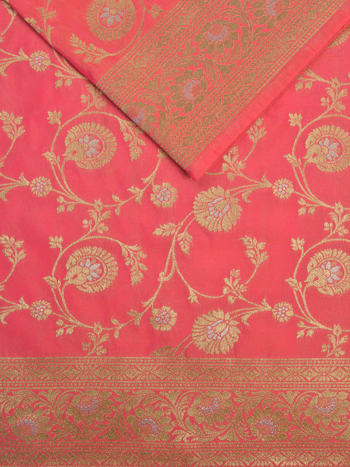 Pink Semi Katan Banarasi Saree