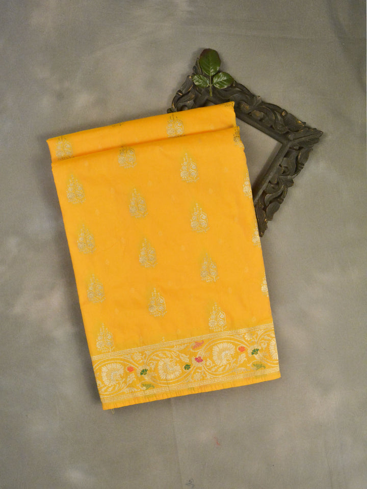 Yellow Semi Katan Banarasi Saree