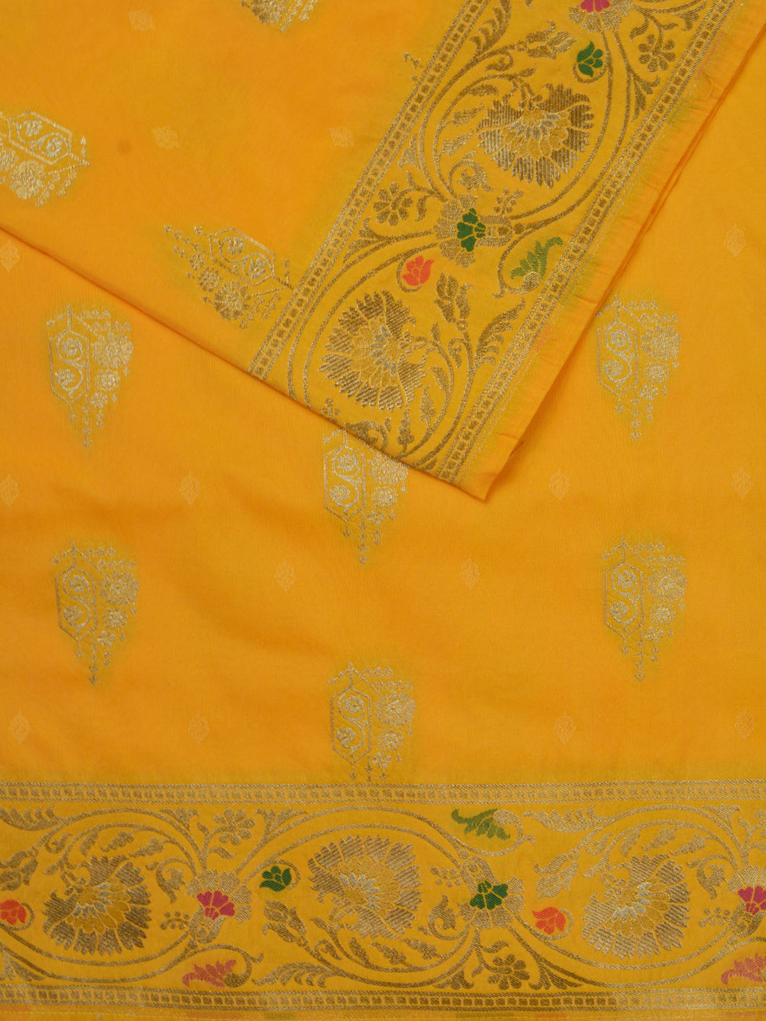 Yellow Semi Katan Banarasi Saree_3