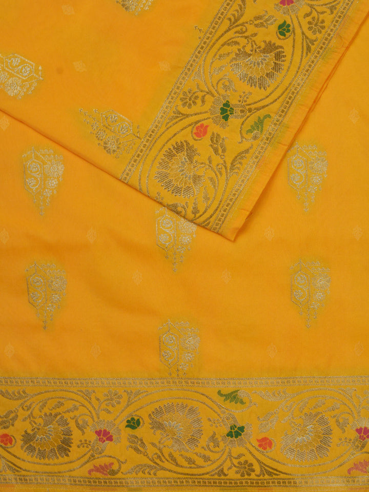 Yellow Semi Katan Banarasi Saree