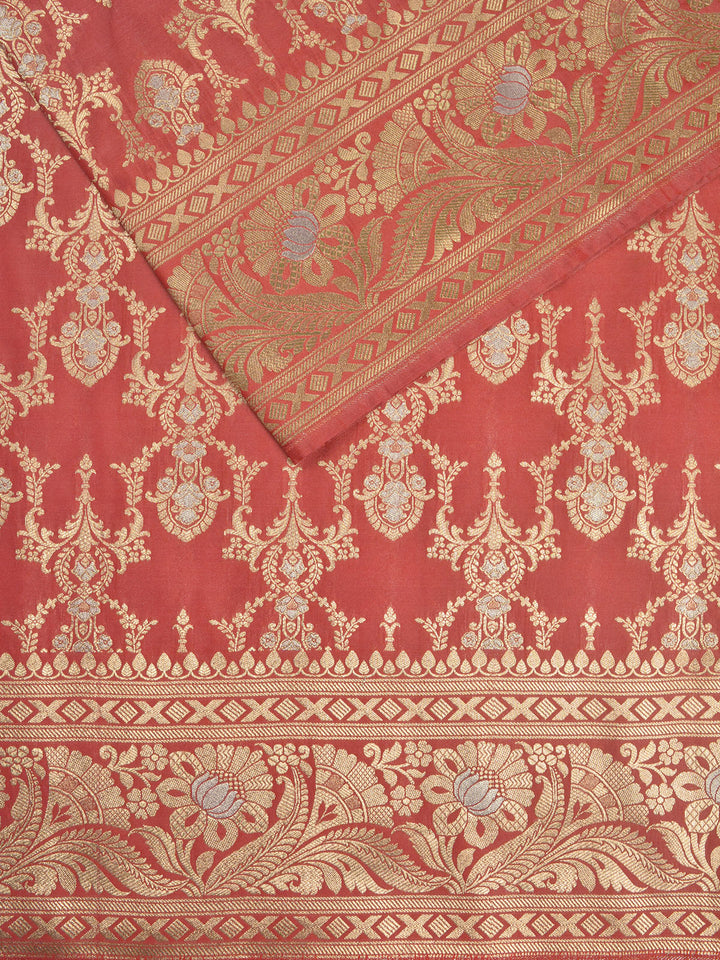 Rust Semi Katan Banarasi Saree