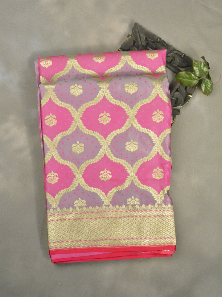 Purple Semi Mashru Silk Banarasi Saree