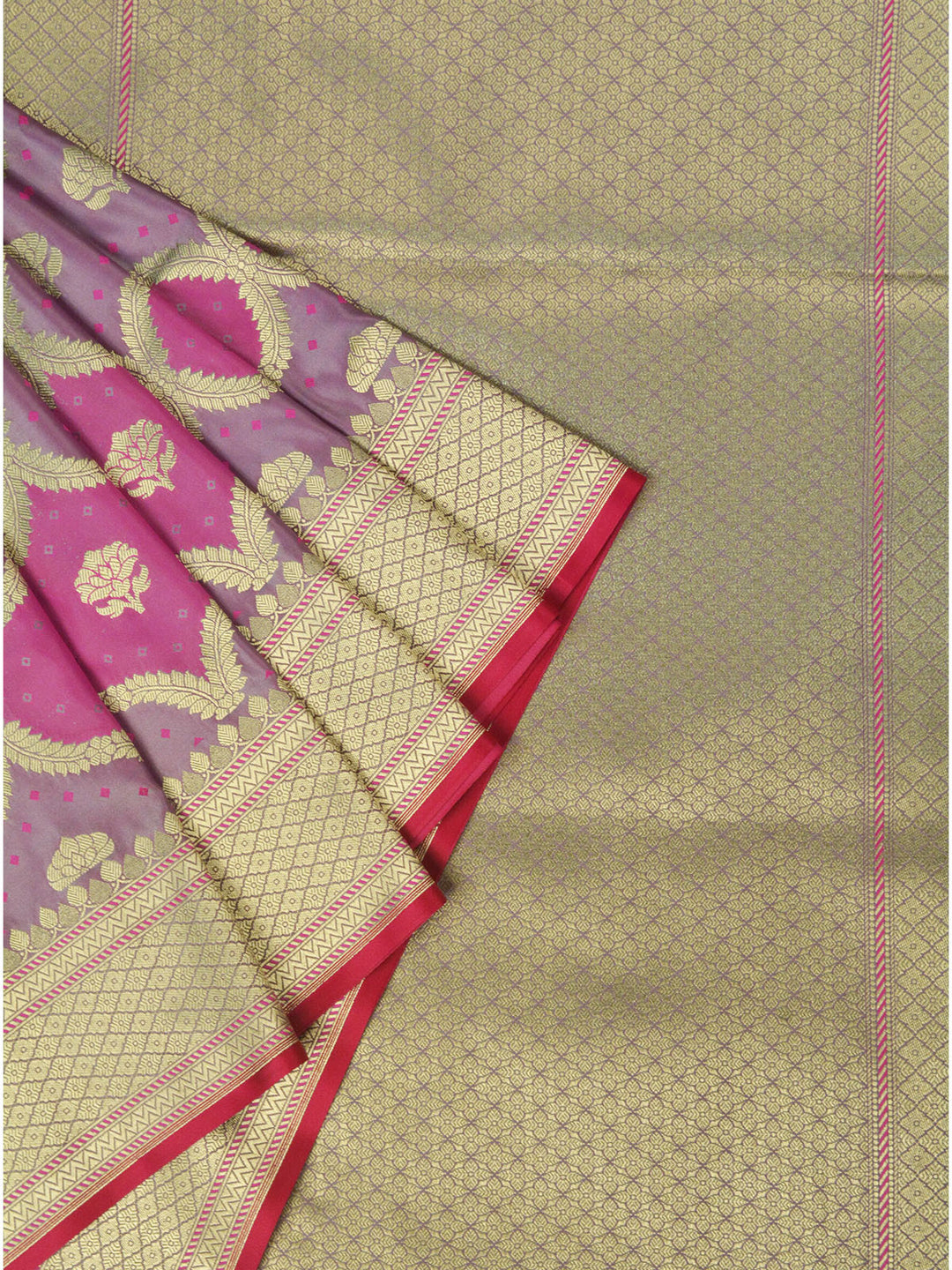 Purple Semi Mashru Silk Banarasi Saree_4