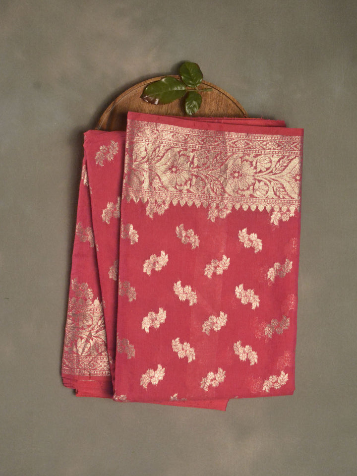 Pink Mulmul Banarasi Saree