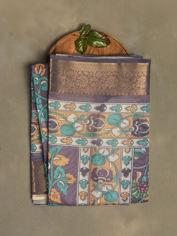 Purple Chanderi Banarasi Saree