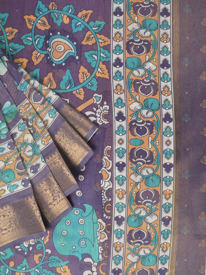 Purple Chanderi Banarasi Saree