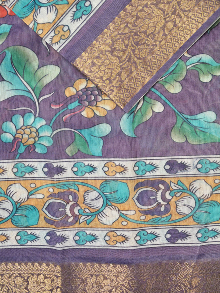 Purple Chanderi Banarasi Saree