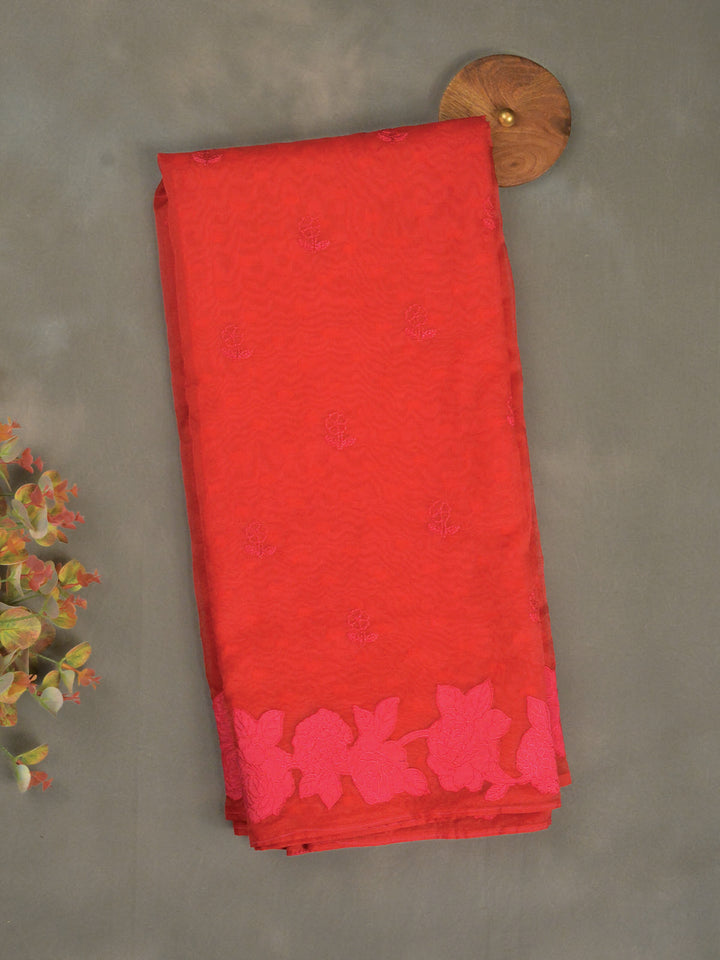 Red Organza Banarasi Saree