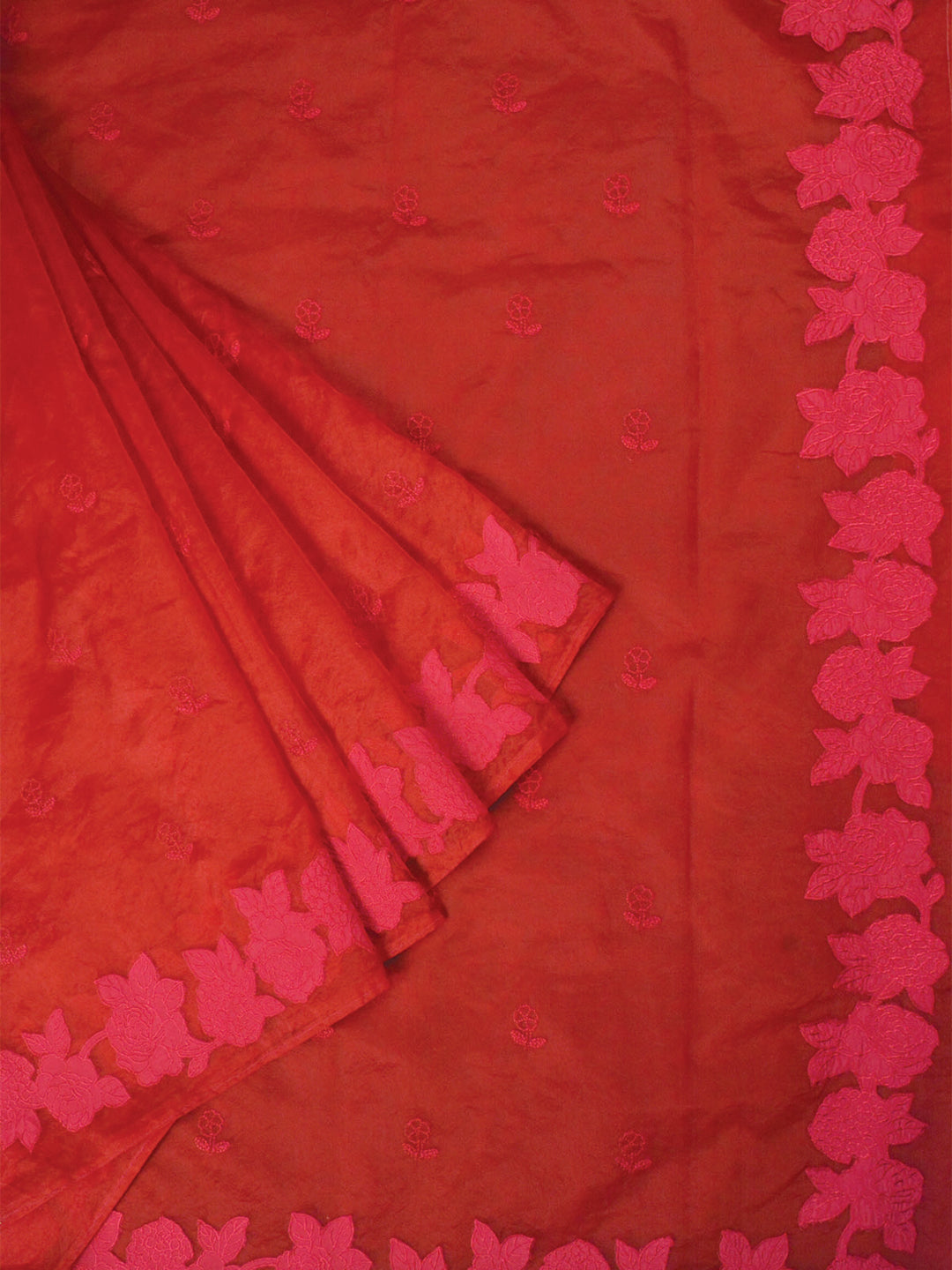 Red Organza Banarasi Saree_4