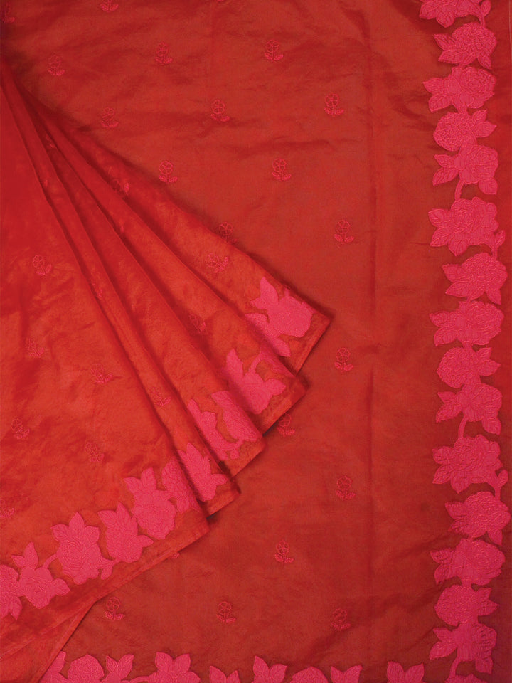 Red Organza Banarasi Saree